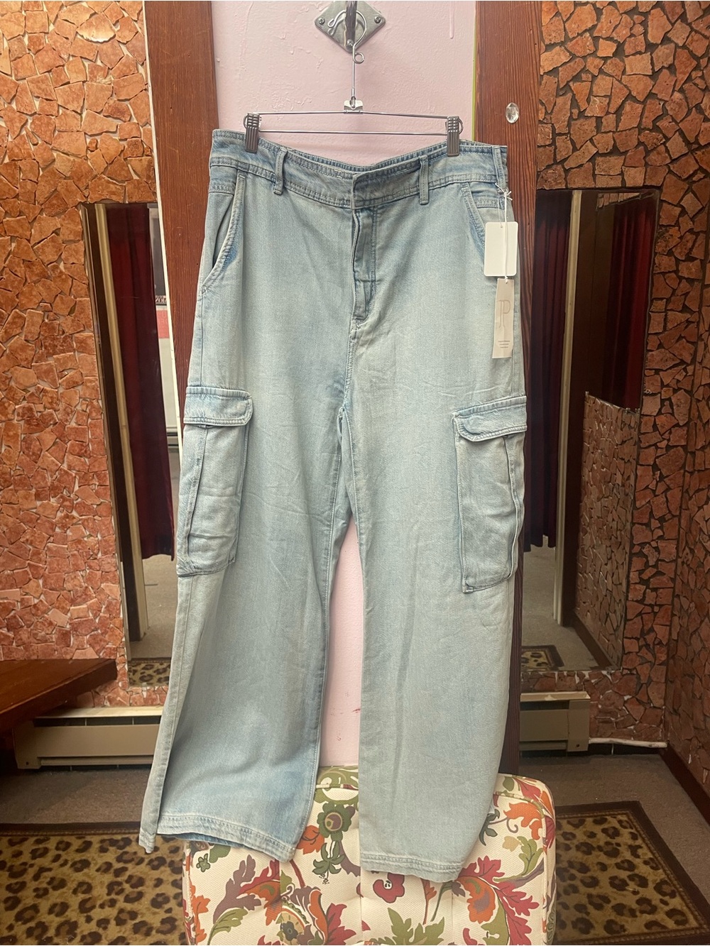 Pilcro Light Blue Relaxed Cargo Jeans